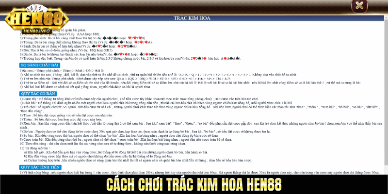 Cách chơi trác kim hoa Hen88