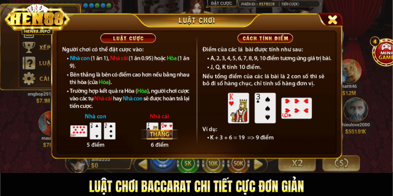 Luật chơi chi tiết baccarat cực đơn giản