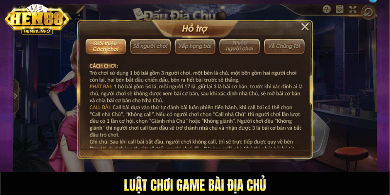 Luật chơi game bài địa chủ