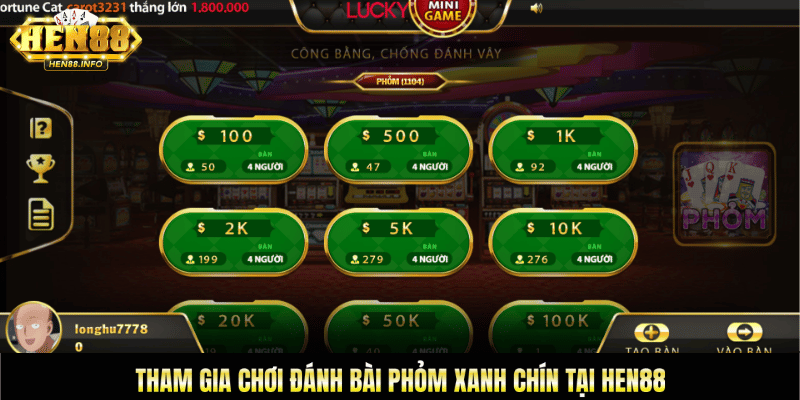 Tham gia chơi đánh bài phỏm xanh chín tại Hen88