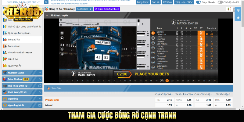Tham gia cược bóng rổ cạnh tranh
