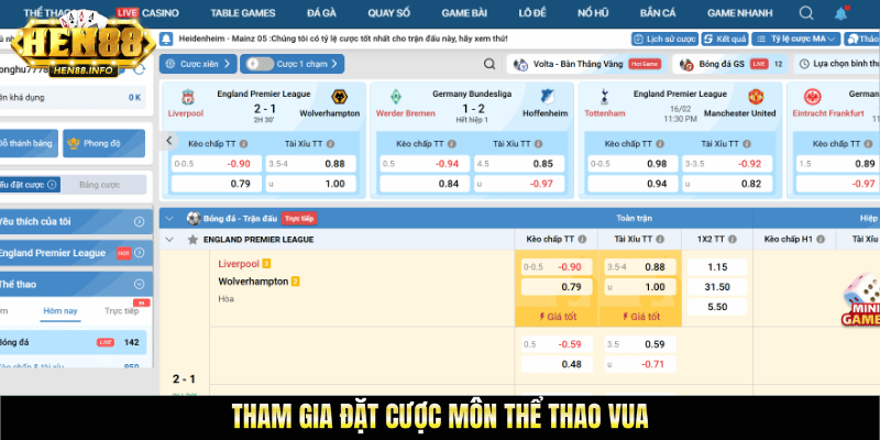 Tham gia đặt cược môn thể thao vua